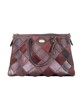 Coach Patchwork Oxblood Diamond Leather Morgan Satchel Bag
